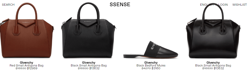 SSENSE購名牌包優惠碼2018, 減價低至5折, Givenchy包包低至香港7折, 必搶Pandora靚款